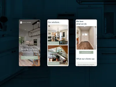 Kavia Homes builder contractor design home homepage mobile ui web website