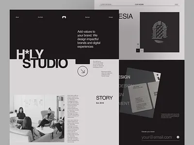 H*LY STUDIO - Landing Page about agency branding figma hero home international design landing page service swiss design tranding website work
