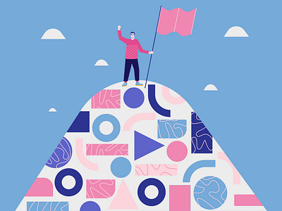 You can do it 2d abstract character design illustration landscape man modern mountain vector winner