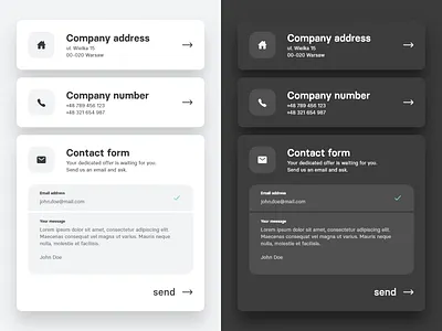 contact section light & dark mode black and white blackandwhite contact form contact section dark mode dark theme design grayscale ui