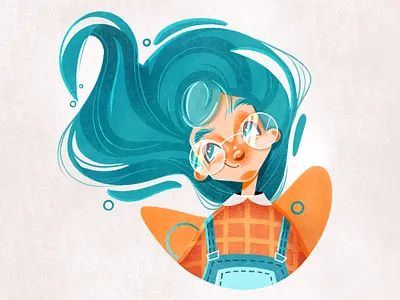 Draw this in your style challenge art artwork dtiys girl hairstyle illustration procreate texture wave