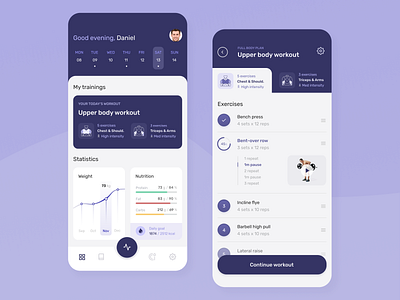Workout App app body exercise fit fitness fitness app gym interface mobile sport training ui ux weight workout