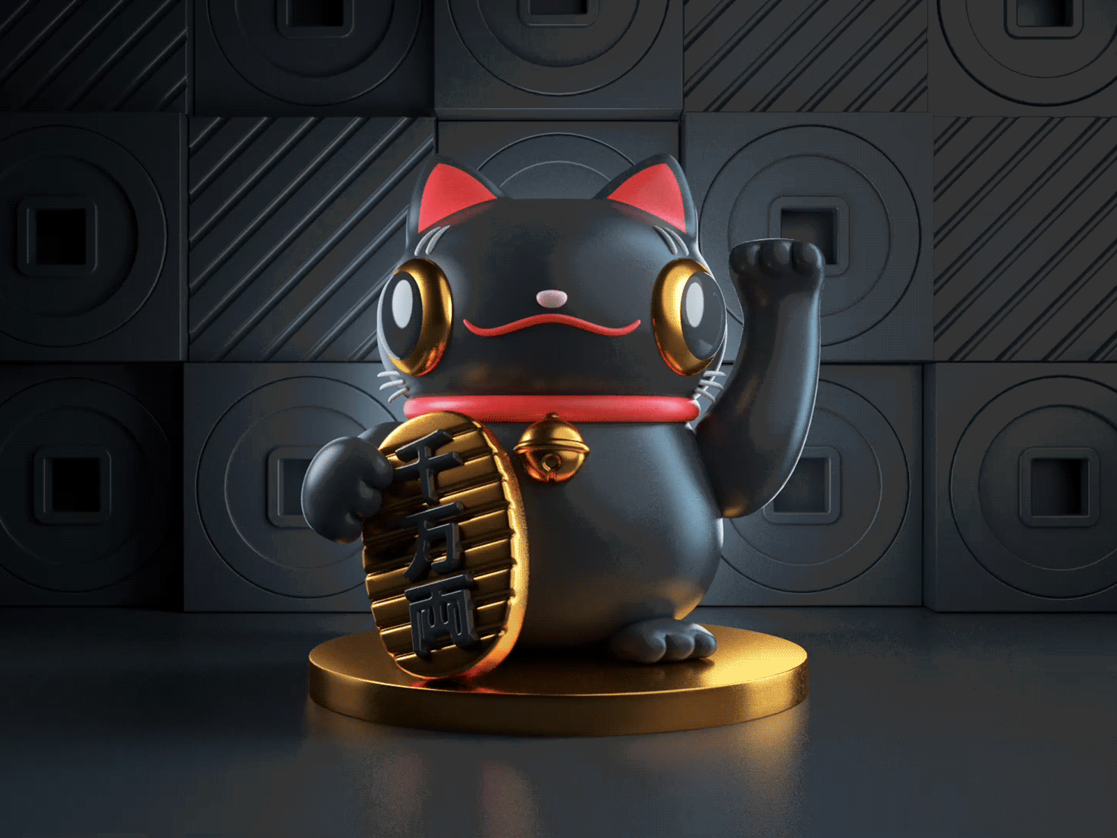 Maneki Neko 3d animation c4d cat character cinema 4d eyedesyn kawaii mograph