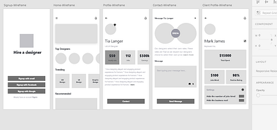 Hire a Designer Wireframe adobexd hiring app ux ux design uxui wireframes