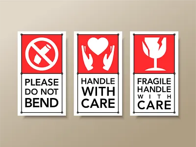 Warning labels branding care design font fragile identity information label label design logo mail package packaging space stars typo warning