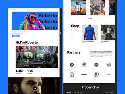 Professional Streamer - Homepage branding design ecommerce esport gaming interface minimalistic streamer streaming twitch streamer ui ux web web design website website design youtuber