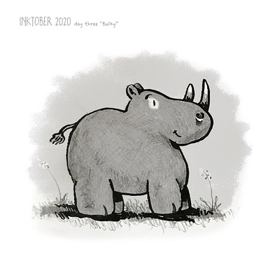 Inktober2020 day three "Bulky cartoon character illustraion inktober2020 rhino
