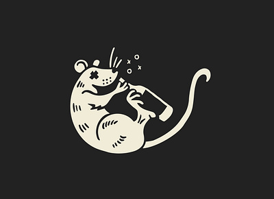 Drunk Rat black and white branding design graphic illustration ratillustration ratlogo vector