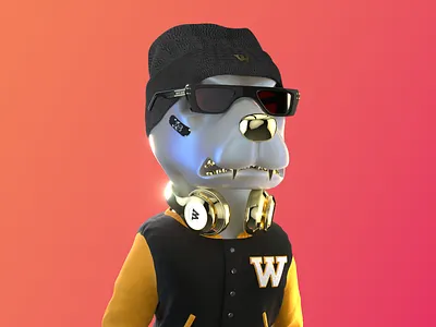 DJ Dog in Jacket 3d art 3d character metaverse nft nft art nft character nft token p2e p2e game
