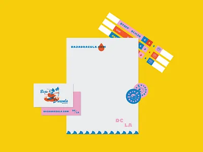 Letters & Collateral baja dracula branding and identity branding design letterhead record label surf wristbands