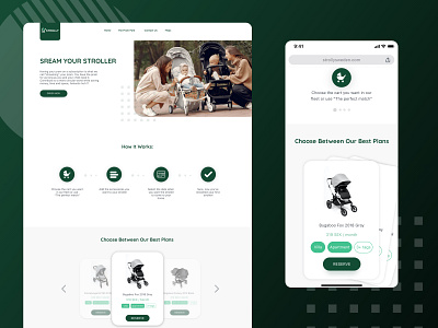 Stroller Rental app design ecommerce illustration landing page rental app responsive stroller ui ux vector web website