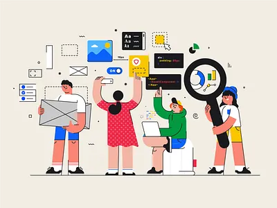 Teamwork character data analyst developer react summer internship teamwork tech team ui designer ux designer