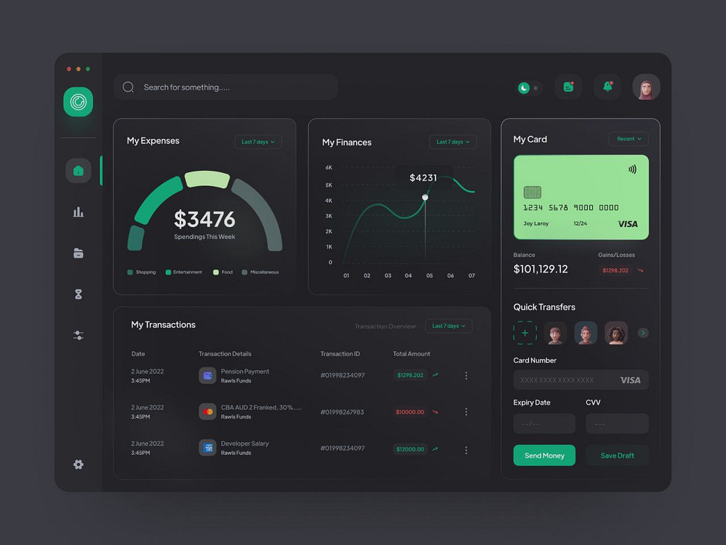 Digital Banking Dashboard by Levi Wilson for QClay on Dribbble