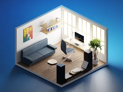 Low-poly room 3d blender illustration illustrations low poly polygonrunway