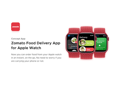 Zomato Food Delivery App for Apple Watch animation app apple delivery design food ios minimal smartwatch ui ux watch