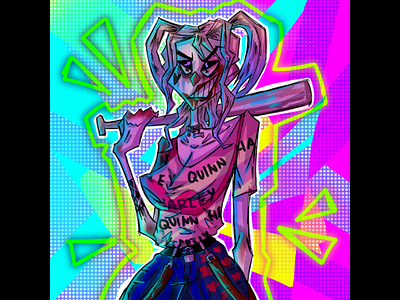 Harley Quinn art batman birds of prey colorful dc comics drawing harleen quinzel harley harley quinn illustration neon