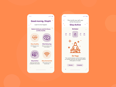 Self Care App app app concept app design design mobile mobile ui self care self care app self care app selfcare ui