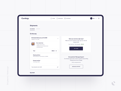 Shipments Page Redesign curology dashboad ecommerce order history orders product design shipping skincare startup system tracking ui ux