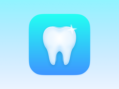 Autooth App Icon app icon blur branding gloss icon ios ios app ios14 iphone logo realistic skeuomorphic skeuomorphism teeth tooth toothbrush vector