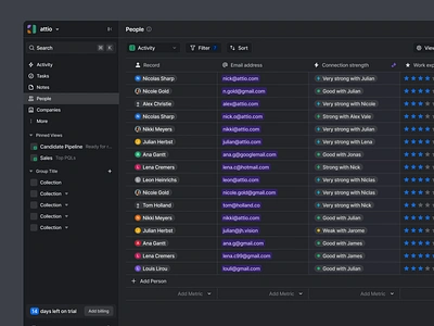 Updated Table View collaboration crm dark dark mode design grid grid view product sheet table table view ui ux