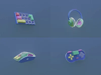 3D Icons | 3 | Games 3d aftereffects animation blender creative cycles design gamepad games glass headphones icon keyboard motion motion graphics motiondesign mouse pc render style