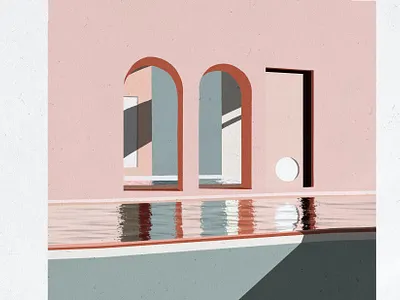 Pink Arch Illustration abstract caitlin aboud clean colour design illustration illustration art illustrator italy modern pink red