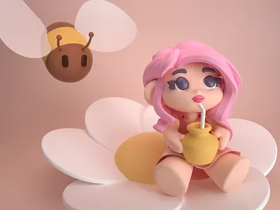 Thumbelina bee c4d flower girl octance