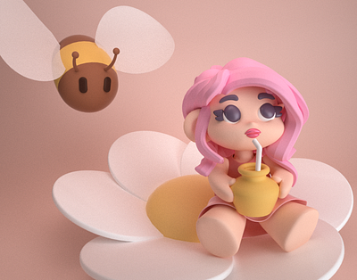Thumbelina bee c4d flower girl octance
