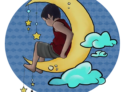 Moon Boy boy clouds design illustration moon