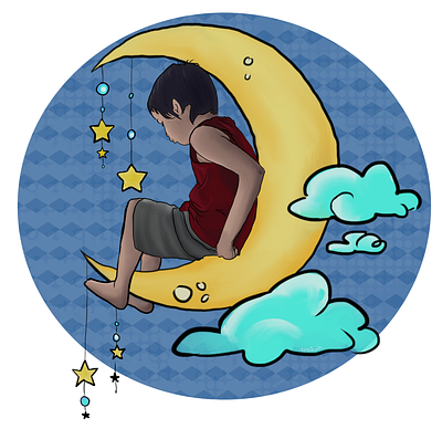 Moon Boy boy clouds design illustration moon