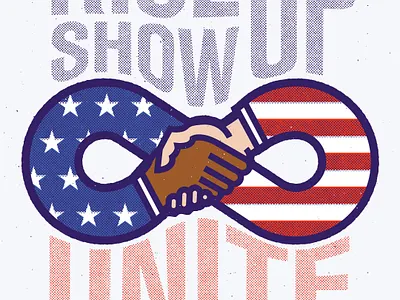 Rise Up Show Up Unite 2020 america biden illustration presidential election red white and blue rise up show up texture thick lines typography unite usa vector