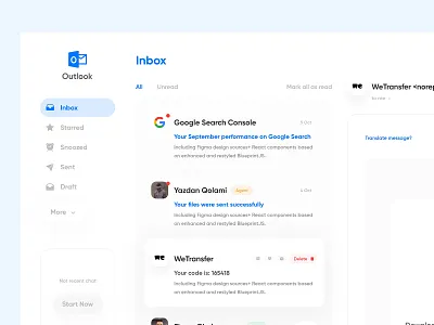 Outlook Redesign 😍 clean design clean ui dashboad dashboard ui inbox landing page mail mail box mailbox mailchimp minimal outlook ui ui ux ui design ux web design web ui webdesign website design
