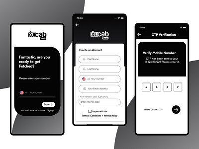 Login & Signup Screens of Taxi Booking App For Customer cab booking app taxi app taxi booking app uiuxdesign