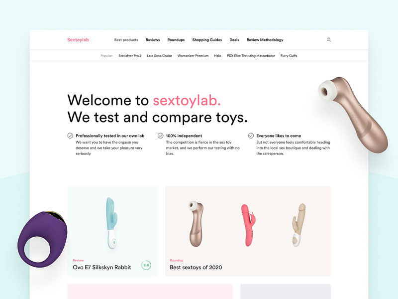 Sextoylab Home compare ecommerce lab minimal responsive sex toy web white