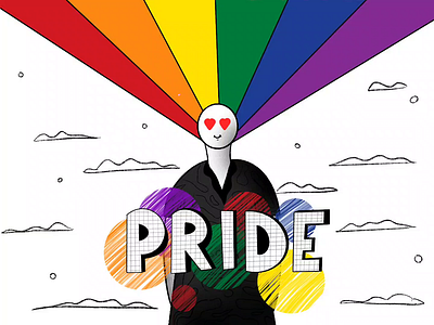 PRIDE animation artwork cell animation character design frames graphic design illustration inspiration lgbtq motion design motion graphics motivation one pride pride month procreate rainbow typeface typography