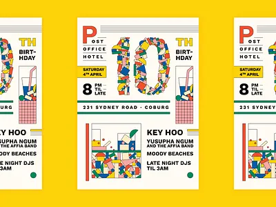 Post Office Hotel 10th Birthday Poster geometric gig posters posters