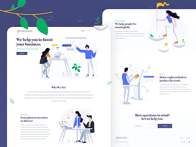 Website / Landing page for a software consultant firm consultant engineer firm illustration landing leaves plant software startup tech website