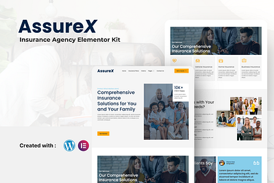 Insurance Agency Elementor Template Kit design elementor kit marketing modern template ui ux website wordpress