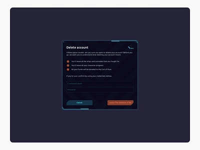 Concepts 004 - Delete account modal account delete figma modal ui videogame