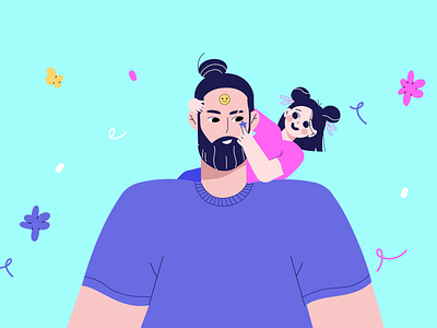 Happy father's day 2d after effects animation character colors design father fathers day flat girl illustration loop man motion graphics summer unicorn