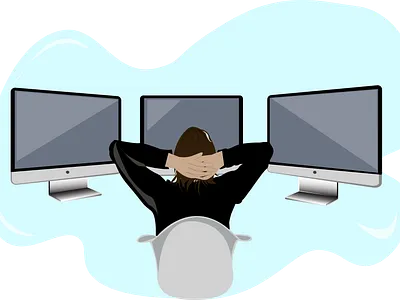 Multitasking art character corona situation design flat flat illustration graphic design illustration job application multiple work load multiscreen multitasking online marketing vector