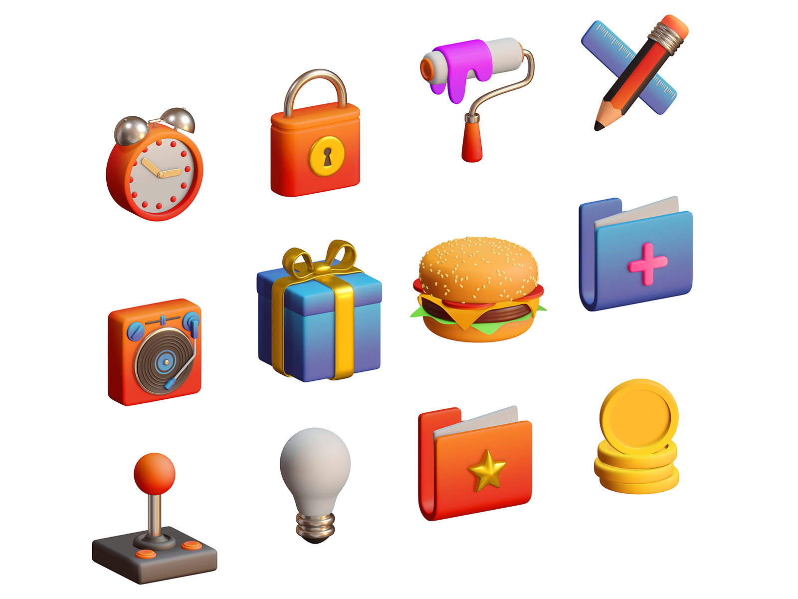 3D Icons - Blender 3d blender food icons interface models renders ui