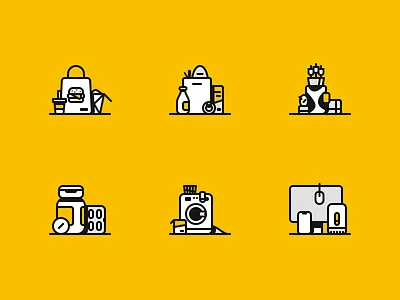 Deliverables Illus electronics figma flowers food groceries icon design icons illustration laundry pill rosek vector washing machine