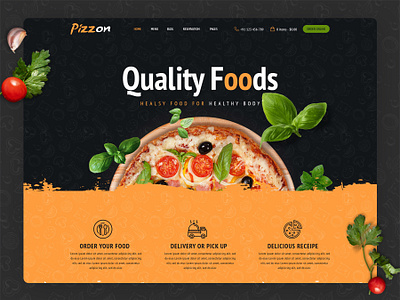 Pizzon | Pizza Restaurant & Cafe HTML Template design flat html template inspiration psd template templates coder ui ux web website