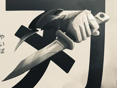 Inktober 2020 // 05 // Blade anime blade dark dither halftone hand illustration inktober inktober2020 ipad ipadtober japanese kanji knife manga mwstandsfor ninja photoshop procreate sketch