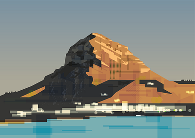 Montgó Massif and Javea Port illustration españa illustration javea montgo mountain sea spain