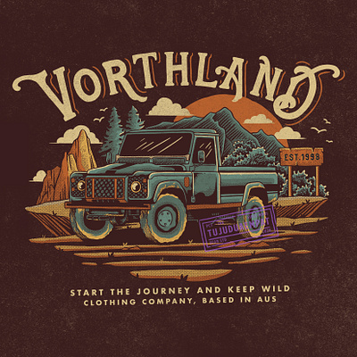 Land Outdoor comission design digitalillustration handdrawn illustration landscape nature outdoor outdoor badge outside tshirt design typography vintage vintage design wilderness
