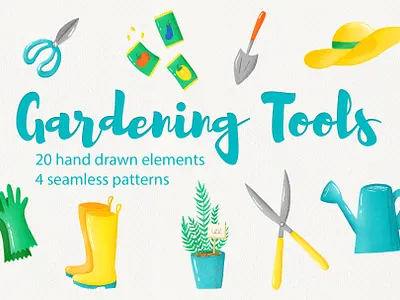 Gardening tools clipart clipart design digital art digital illustration hand drawn illustration illustrations