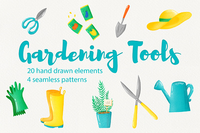 Gardening tools clipart clipart design digital art digital illustration hand drawn illustration illustrations