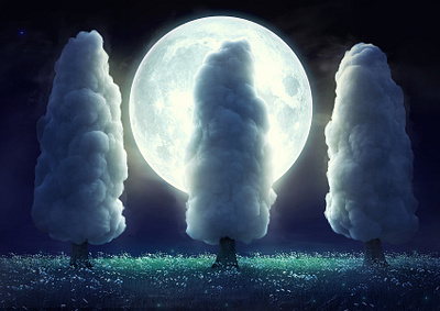 Full moon 3d 3d art 3dsmax abstract art cloud concept design moon night render summer surreal surrealism